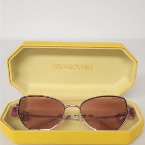 Swarovski Sunglasses with Pink Lenses and Silver Frame